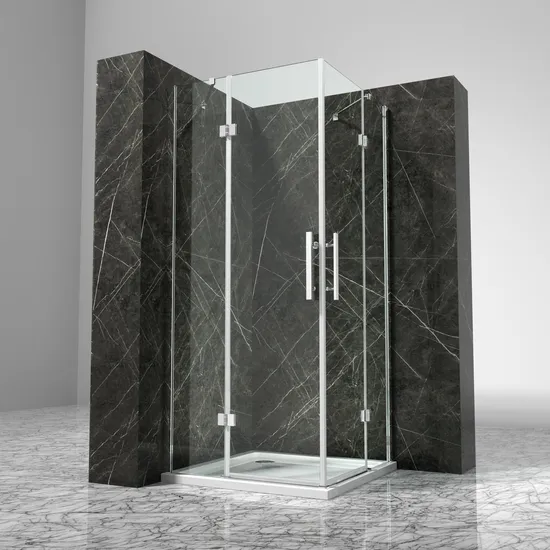 Low Tray Hinged Square Aluminium Alloy Frame Shower Cubicle 