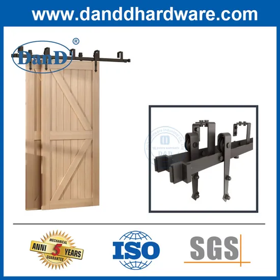 Modern Swinging Door Accessories Rolling Industrial Quiet Black Exterior Double Kit Sliding Barn Door Hardware 