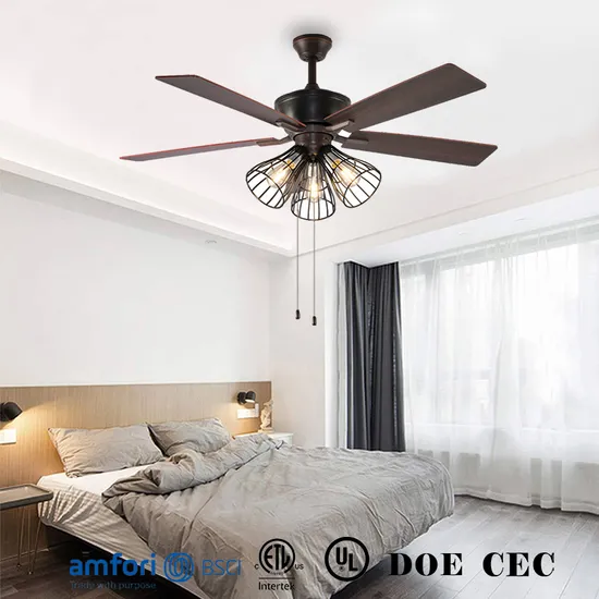 Home Furniture Ventilation Fan 52 Inch Ceiling Air Cooling Fans with DC Motor Hang Fan Remote Control Lighting Electric Ceiling Fan 